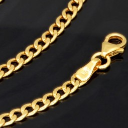 Funkelnde Panzerkette aus hochwertigem Gelbgold (14K, 585 Gold) in ca. 3 mm, 55 cm