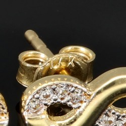 Unendlichkeitszeichen-Infinity-Ohrstecker in edlem 585 / 14K Gold mit Zirkoniabesatz