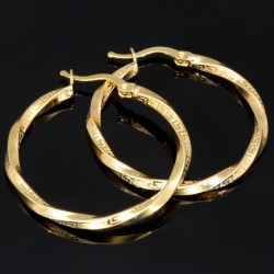 Elegante Twist-Ohrringe / Creolen mit filigranem Greco-Design aus edlem 585 / 14K Gold