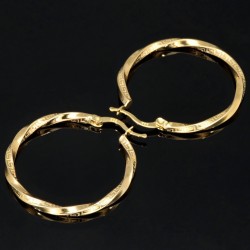 Elegante Twist-Ohrringe / Creolen mit filigranem Greco-Design aus edlem 585 / 14K Gold