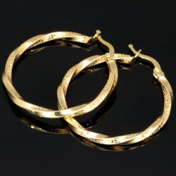 Elegante Twist-Ohrringe / Creolen mit filigranem Greco-Design aus edlem 585 / 14K Gold