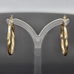 Elegante Twist-Ohrringe / Creolen mit filigranem Greco-Design aus edlem 585 / 14K Gold