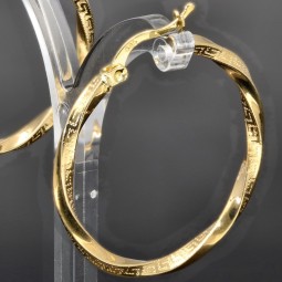 Elegante Twist-Ohrringe / Creolen mit filigranem Greco-Design aus edlem 585 / 14K Gold