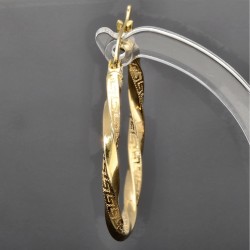 Elegante Twist-Ohrringe / Creolen mit filigranem Greco-Design aus edlem 585 / 14K Gold