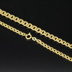 Garibaldi Collier / Kunstvoll geschmiedete Goldkette für Damen aus massivem 585 (14k) Gelbgold (ca. 13,6g) in ca. 45cm Länge