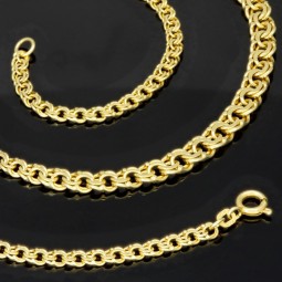 Garibaldi Collier / Kunstvoll geschmiedete Goldkette für Damen aus massivem 585 (14k) Gelbgold (ca. 13,6g) in ca. 45cm Länge