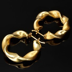 Edle, breite Twist - Creolen in stilvollem Spiraldesign aus hochwertigem 585er / 14K Gold