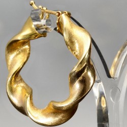 Edle, breite Twist - Creolen in stilvollem Spiraldesign aus hochwertigem 585er / 14K Gold