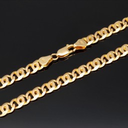 Massive Halskette mit prunkvollem Design aus 14K, 585er Gelbgold (in ca.7mm Breite, ca. 52cm Länge, ca. 37g)