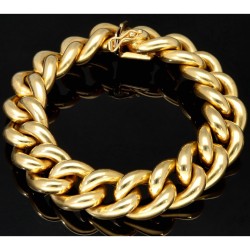 XXL Panzerarmband (585er 14k Gold) in 15mm Megastärke, 21cm Länge, ca. 43,9g