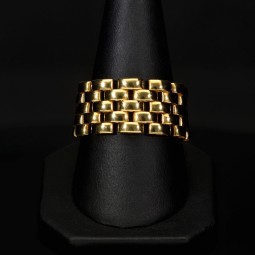 Flexibler, aus einzelnen beweglichen Gliedern aufwendig produzierter Damenring aus edlem 18K 750er Gelbgold in zeitlosem Design (Ringgröße ca. 59-60)