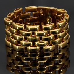 Flexibler, aus einzelnen beweglichen Gliedern aufwendig produzierter Damenring aus edlem 18K 750er Gelbgold in zeitlosem Design (Ringgröße ca. 59-60)