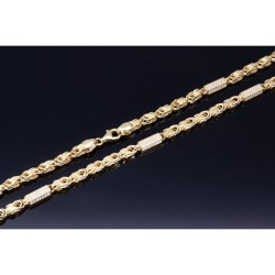 Bling-Bling-Königskette mit Zirkoniabesatz aus 585er Gelbgold (14k)- ca. 60cm lang, 3,3 mm breit, ca. 15,7g