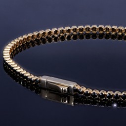 Tennisarmband mit funkelnden schwarzen Zirkonia aus hochwertigem 585 14K Gold in (ca. 17 cm Länge)