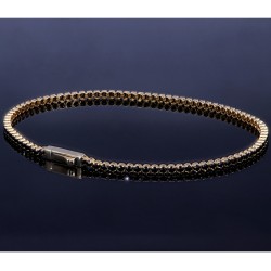 Tennisarmband mit funkelnden schwarzen Zirkonia aus hochwertigem 585 14K Gold in (ca. 17 cm Länge)