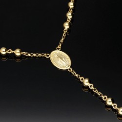 Edle Rosenkranz Y-Kette mit kleinem Amulett und Kreuzanhänger in hochwertigem 14K / 585 Bicolor Gold - Gelbgold und Weißgold - (ca. 17,7g)