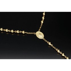 Edle Rosenkranz Y-Kette mit kleinem Amulett und Kreuzanhänger in hochwertigem 14K / 585 Bicolor Gold - Gelbgold und Weißgold - (ca. 17,7g)