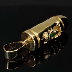 Patrone mit Schädel aus 14K 585 Gelbgold mit Zirkonia - Gold-Anhänger aus Gelbgold