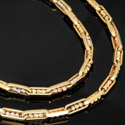 Exquisite Ankerkette aus hochwertigem 585 / 14K Tricolor Gold (Gelbgold, Weißgold und Roségold) für Herren und Damen (ca. 54cm Länge)