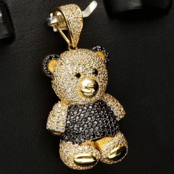 Funkelnder Panda-Bär-Anhänger aus hochwertigem 585 14K Gold besetzt mit Zirkonia