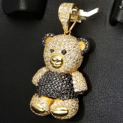 Funkelnder Panda-Bär-Anhänger aus hochwertigem 585 14K Gold besetzt mit Zirkonia