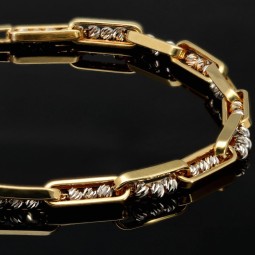 Bicolor-Ankerarmband in außergewöhnlichem Design aus hochwertigem 14K 585 Gold (Weißgold und Gelbgold)  ca. 20cm Länge, ca. 4mm Breite