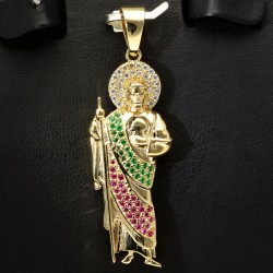 Funkelnder Jesus Christus-Anhänger aus hochwertigem Gold aus 14k / 585 Gold (Gelbgold)  mit Zirkoniabesatz