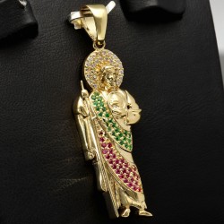 Funkelnder Jesus Christus-Anhänger aus hochwertigem 14k / 585 Gold (Gelbgold)  mit Zirkoniabesatz