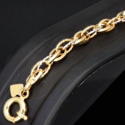 Designer Bicolor Armband aus funkelnden 585 14K Gold in ca. 21cm Länge mit dezent eingearbeitetem Herz