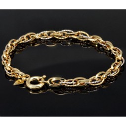 Designer Bicolor Armband aus funkelnden 585 14K Gold in ca. 21cm Länge mit dezent eingearbeitetem Herz