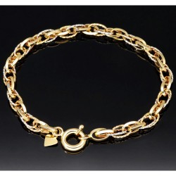 Designer Bicolor Armband aus funkelnden 585 14K Gold in ca. 21cm Länge mit dezent eingearbeitetem Herz