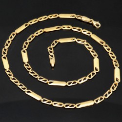 Trendige Goldkette mit feinem Design aus edlem 585 14k Gelbgold (ca. 50cm lang, 3,5 mm breit)