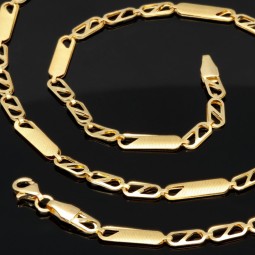 Trendige Goldkette mit feinem Design aus edlem 585 14k Gelbgold (ca. 50cm lang, 3,5 mm breit)