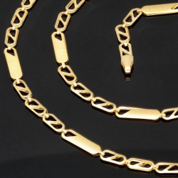 Trendige Goldkette mit feinem Design aus edlem 585 14k Gelbgold (ca. 50cm lang, 3,5 mm breit)