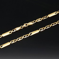 Trendige Goldkette mit feinem Design aus edlem 585 14k Gelbgold (ca. 50cm lang, 3,5 mm breit)