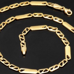 Trendige Goldkette mit feinem Design aus edlem 585 14k Gelbgold (ca. 50cm lang, 3,5 mm breit)