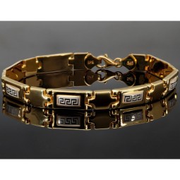 Exquisites Armband in modernem Greco Design - Bicolor Gold 14K / 585 Gelb- und Weißgold (ca. 21,5 cm Länge)