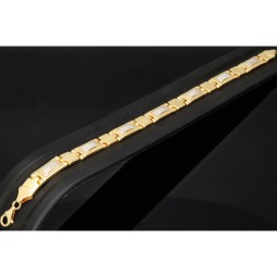 Exquisites Armband in modernem Greco Design - Bicolor Gold 14K / 585 Gelb- und Weißgold (ca. 21,5 cm Länge)