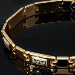 Exquisites Armband in modernem Greco Design - Bicolor Gold 14K / 585 Gelb- und Weißgold (ca. 21,5 cm Länge)