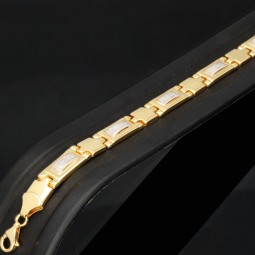 Exquisites Armband in modernem Greco Design - Bicolor Gold 14K / 585 Gelb- und Weißgold (ca. 21,5 cm Länge)