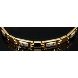 Exquisites Armband in modernem Greco Design - Bicolor Gold 14K / 585 Gelb- und Weißgold (ca. 21,5 cm Länge)