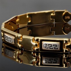 Exquisites Armband in modernem Greco Design - Bicolor Gold 14K / 585 Gelb- und Weißgold (ca. 21,5 cm Länge)