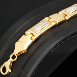 Exquisites Armband in modernem Greco Design - Bicolor Gold 14K / 585 Gelb- und Weißgold (ca. 21,5 cm Länge)