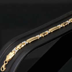 Nobles Bicolor Goldarmband aus funkelndem 14K 585er Gelb- und Weißgold in edlem Design (ca. 21 cm Länge)