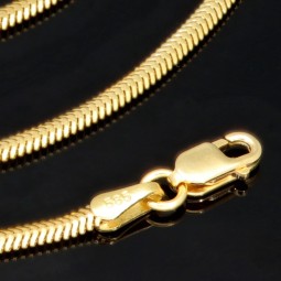 Elegante Halskette mit Fischgrätenmuster aus edlem 585 14k Gold (ca. 55cm lang, 2mm breit)