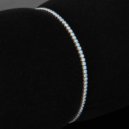 Funkelndes Tennisarmband mit hellblauen Zirkonia aus 585 14K Gold in (ca. 20cm Länge)