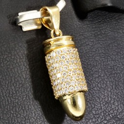 Gold-Anhänger - Patrone aus 14K 585 Gold (Gelbgold) mit Zirkoniabesatz