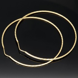 Elegante XXL Creolen / Hoops mit diagonalem Muster in 585er 14K Gold (Gelbgold)