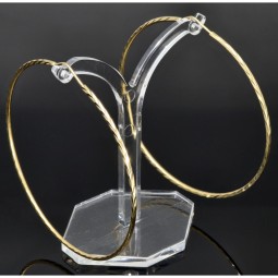 Elegante XXL Creolen / Hoops mit diagonalem Muster in 585er 14K Gold (Gelbgold)