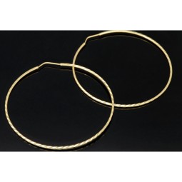 Elegante XXL Creolen / Hoops mit diagonalem Muster in 585er 14K Gold (Gelbgold)